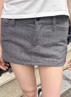暗纹呢子半身裙秋季新款辣妹