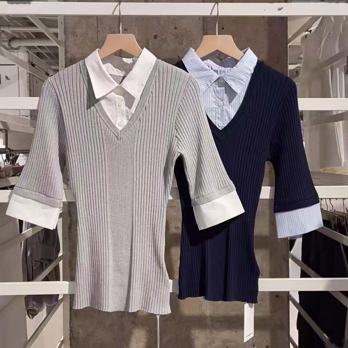 小海鸥学院风假两件针织衫
