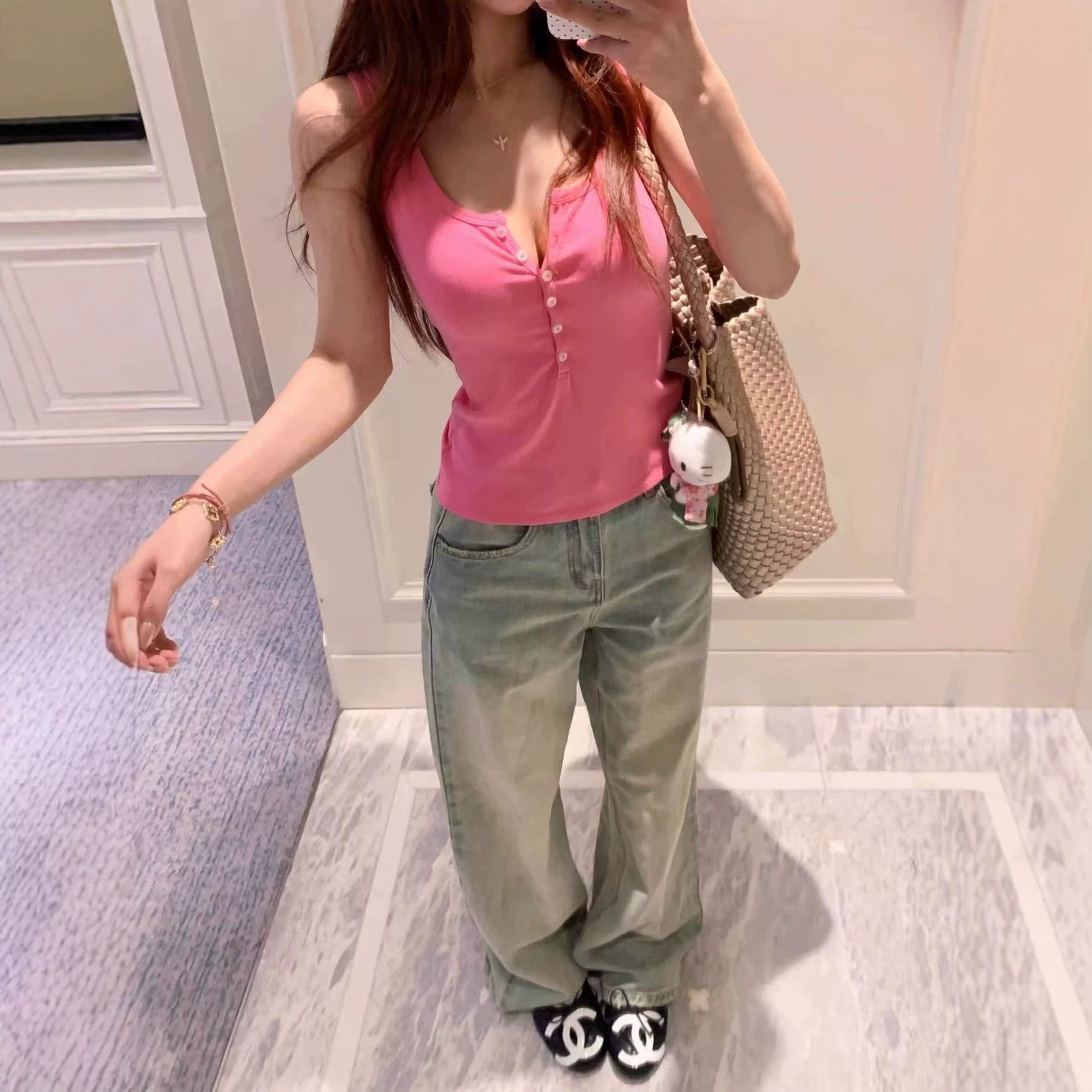 小海鸥美式辣妹六粒扣吊带