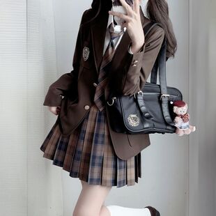 原创正版校供感jk制服裙西装外套女秋冬季套装学院风学生叠穿西服