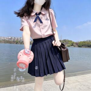花铃太太泰式校服jk制服短袖衬衫班服娃娃领套装学院百褶裙一整套