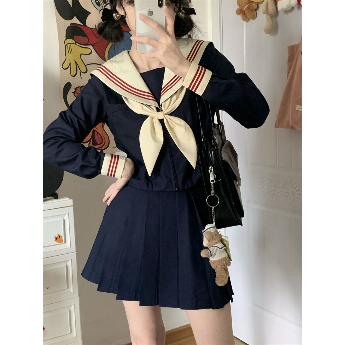 水木琉璃原创jk制服正版套装水手服大码学院风班服百褶短裙套装女