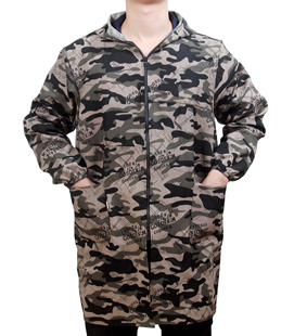 乐大姑单层成人男女围裙长袖 工作服拉链罩衣家纽扣护衣防油污大褂