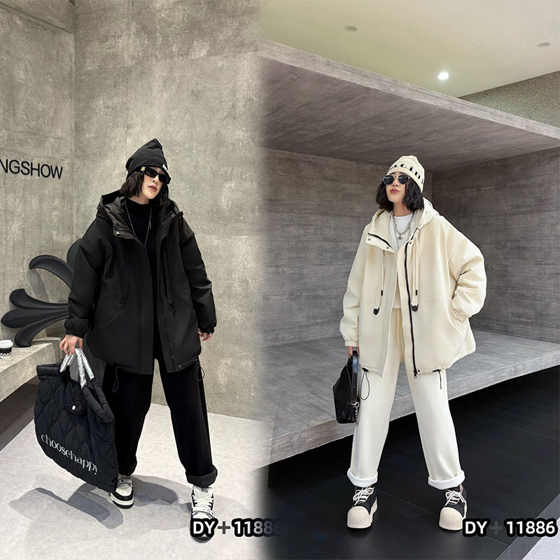 胖妹妹秋冬新款加肥加大连帽棉服女280斤夹棉棉衣外套大码女装