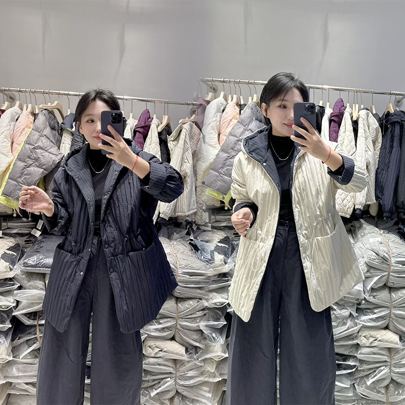 五姐家高品质中长款薄款棉服女秋冬款200斤宽松夹棉外套大码女装