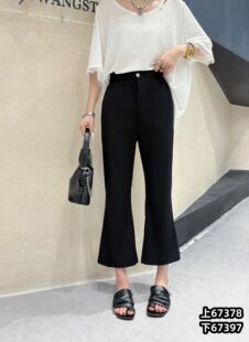 胖妹妹高腰时尚显瘦喇叭裤女夏季新款200斤薄款九分裤大码女鞋