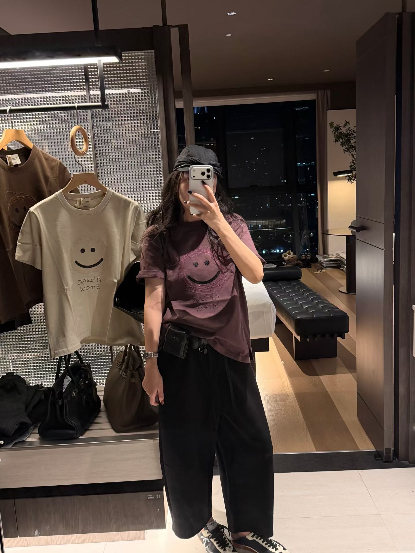 北尧世家韩系重工刺绣笑脸正肩短袖女秋季200斤百搭T恤大码女装