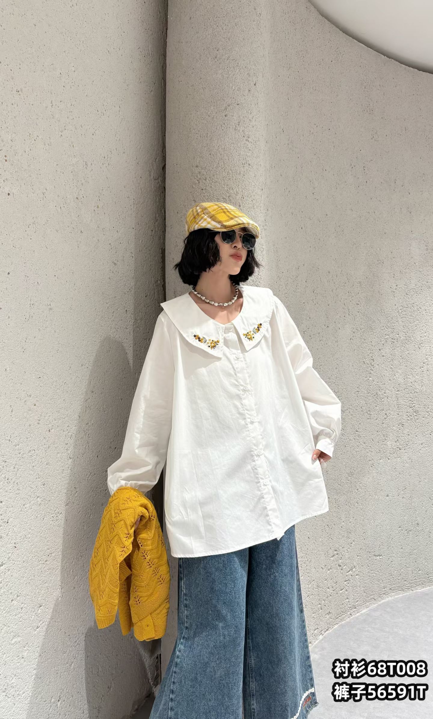 胖妹妹加肥加大刺绣娃娃领衬衫女秋季新款200斤宽松衬衣大码女装