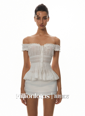 莲的百万 纯欲镂空刺绣花边上衣百搭包臀白裙套装