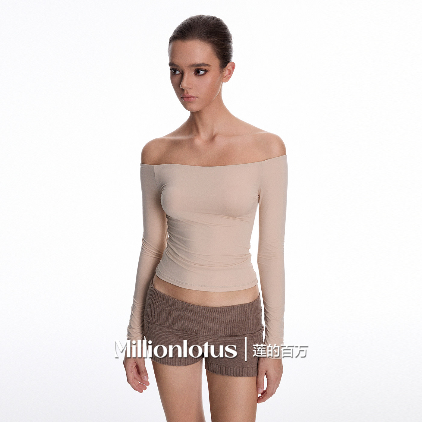 莲的百万  纯欲一字肩简约百搭打底T恤美式辣妹针织短裤套装,女装/女士精品,时尚套装,淘宝优惠券,粉丝福利购,淘宝优惠卷