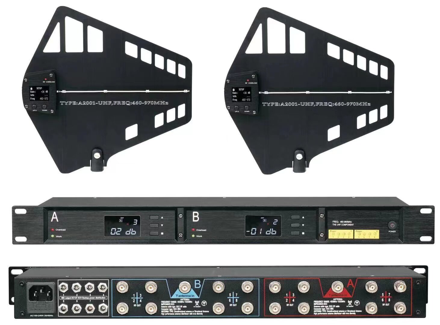 无线话筒信号天线放大器16路输入广播学校广场户外演讲会议演出