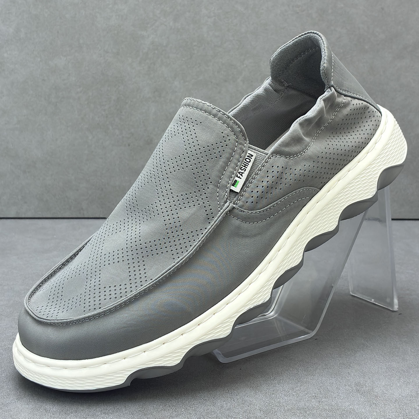 透气一脚蹬男鞋夏天薄款冰丝布鞋2026新款厚底灰色软底轻便乐福鞋