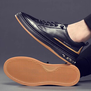 断码特价头层牛皮板鞋男软牛皮厚底软底耐磨秋冬款真皮透气休闲鞋