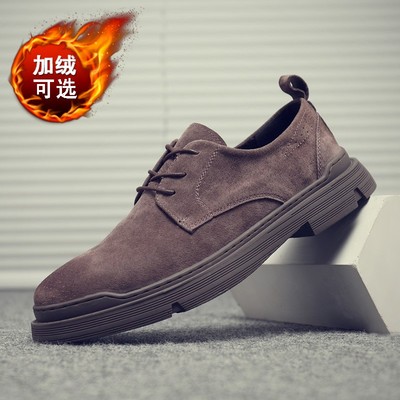 断码清仓低帮马丁靴男真皮大头软底反绒皮鞋冬季加绒复古工装鞋