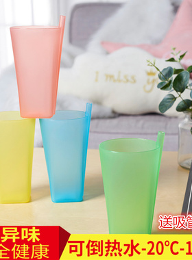 买一送一连体吸管杯防摔婴儿童宝宝小孩家用果汁水杯塑料成人无盖