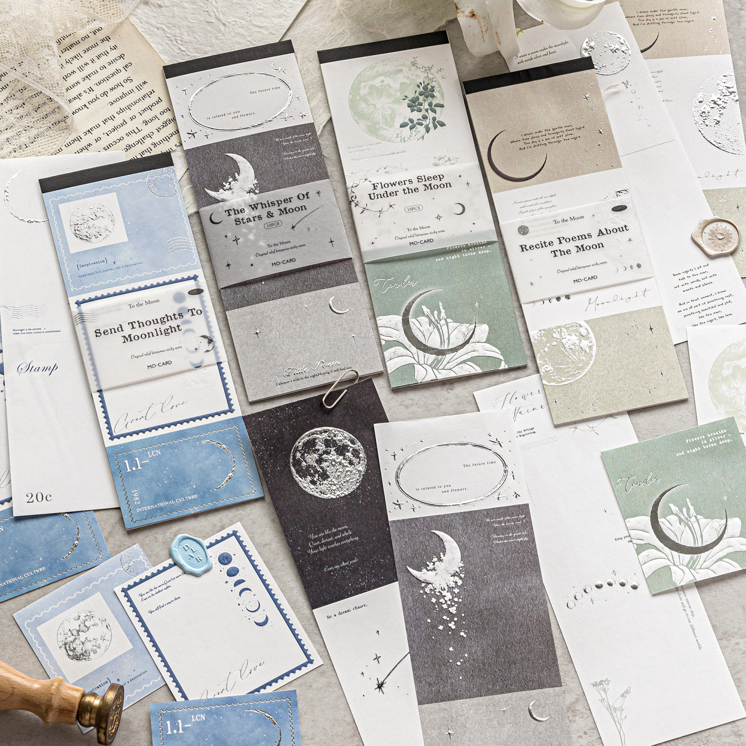 致月亮凸版浮雕便签本轻复古可撕手帐diy打底装饰记录留言素材纸