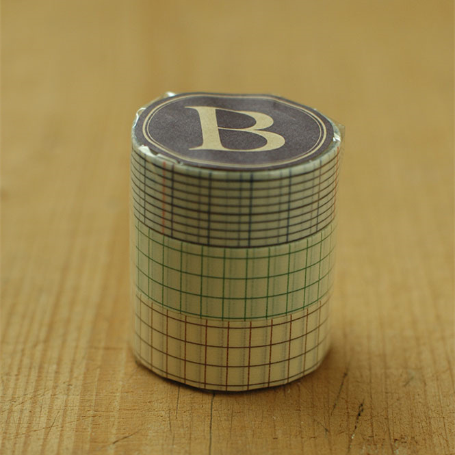 日本仓敷意匠复刻素色方眼方格棕色暗色手帐和纸胶带套装整卷胶带