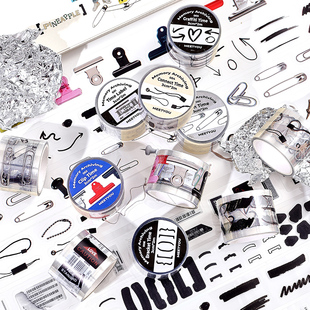 记忆归档手账小工具图案pet手帐胶带模切复古手账素材夹子diy贴纸