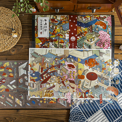 沐染猫屋田里世立体造景贴纸日式微缩街景手工diy解压玩具贴画