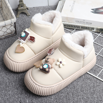 加绒冬季宿舍保暖棉鞋防水新款