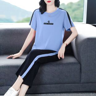 特大码200斤纯棉休闲运动服套装女2026夏季新款显瘦宽松两件套