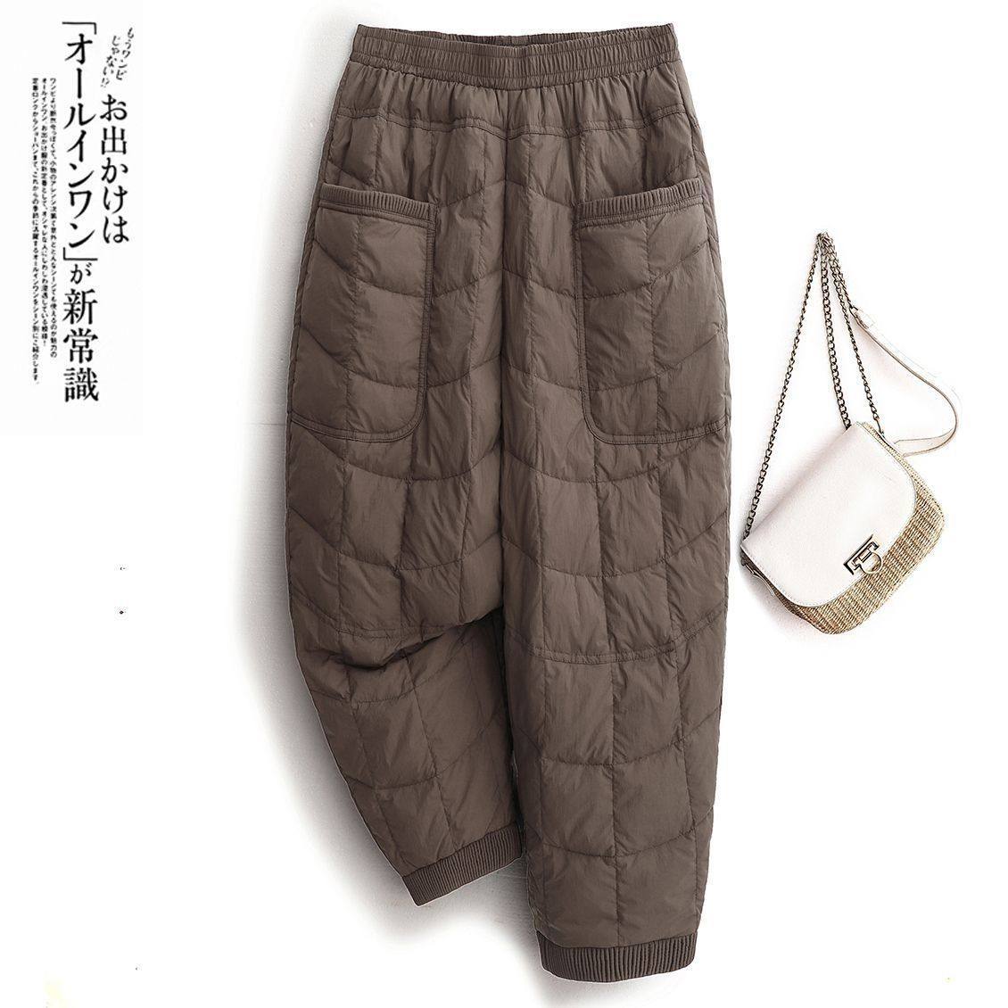 2025复古宽松棉裤纯色夹棉裤冬季新款保暖加厚休闲外穿哈伦裤女