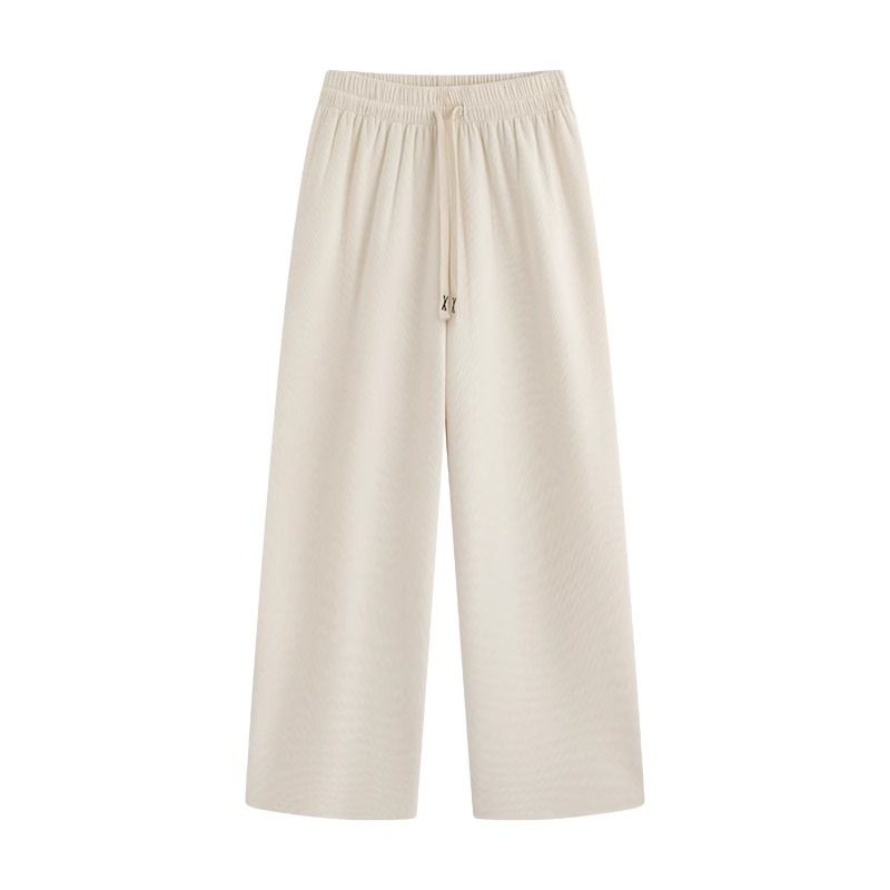 灯芯绒高腰直筒阔腿裤秋冬款百搭