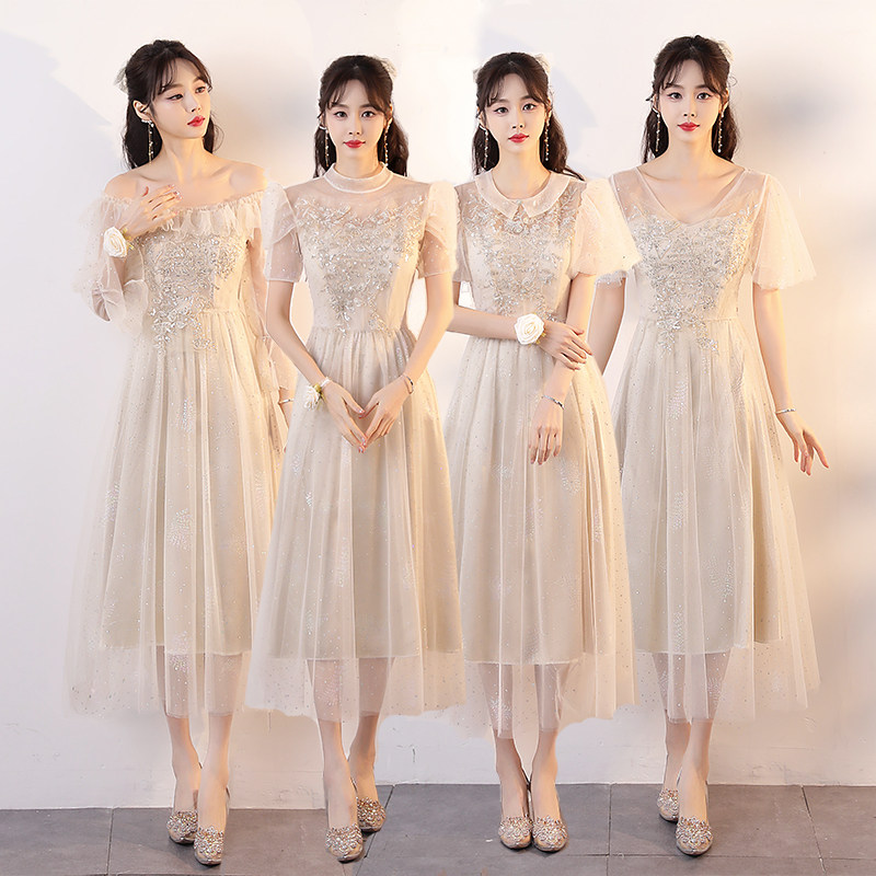 伴娘服2024夏季新款结婚姐妹裙伴娘团仙气质显瘦毕业小礼服高级感