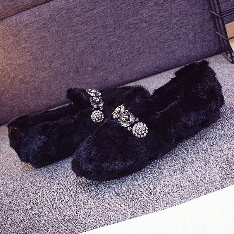 秋冬2025新款真皮水貂毛毛棉瓢鞋百搭外穿休闲加绒女鞋厚底豆豆鞋,女鞋,浅口单鞋,淘宝优惠券,粉丝福利购,淘宝优惠卷