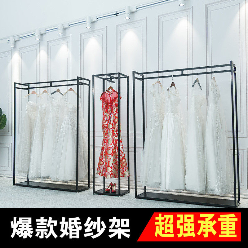 铁艺婚纱店专用展示架组合落地式高档影楼礼服货架黑色秀禾挂衣架