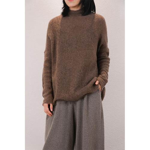 宽松定纺花式纱羊绒针织套头衫