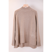 孤品 秋冬新款 女士半高领加厚长袖 东雍 前短后长针织衫