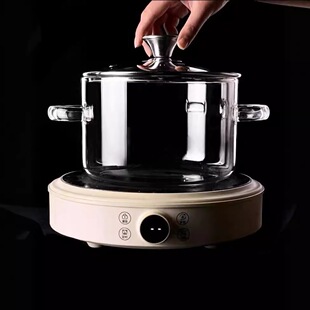 3.5升电陶炉大容量硼硅玻璃汤锅可加热透明煮锅家用煲汤锅玻璃锅