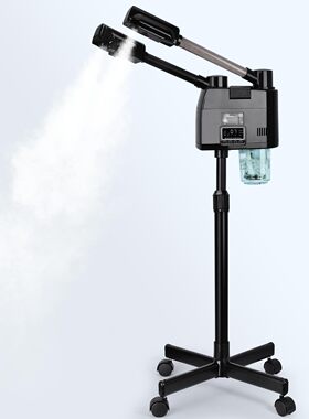 跨境新款黑色双管冷热喷雾机美容院可调节蒸脸仪面部喷雾补水仪器