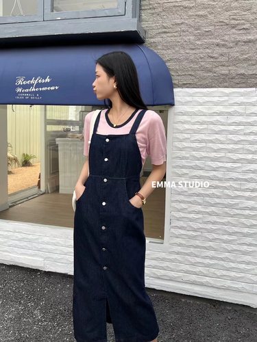 EMMA牛仔背带裙女夏季
