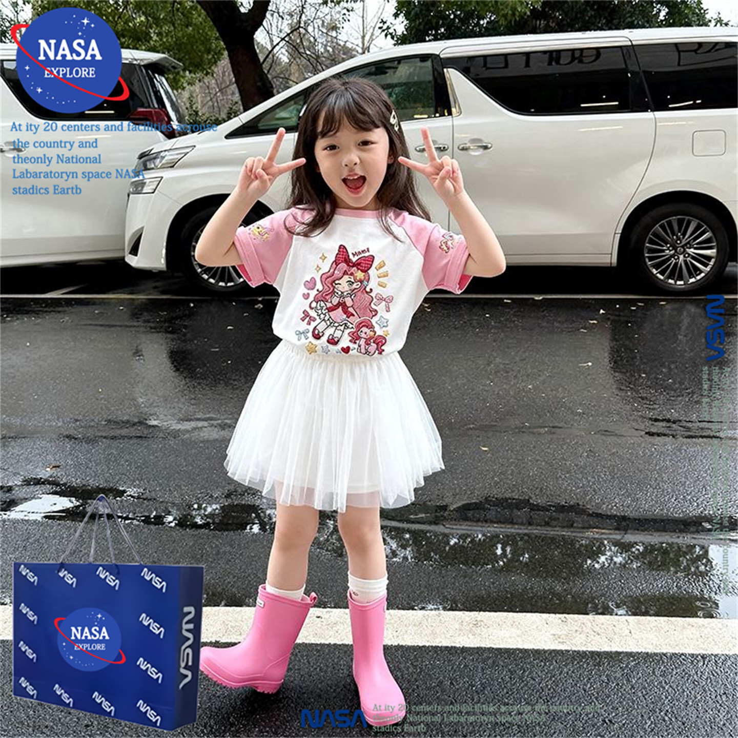 NASA女童纯棉短袖T恤夏天新款小马宝莉韩版休闲洋气时髦儿童上衣