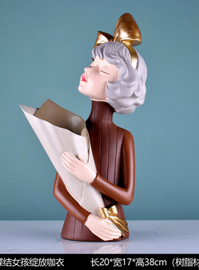 简约现代创意抽象美女花插摆件家居装饰品软装人像雕塑摆设