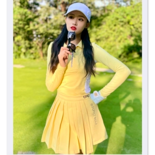 高尔夫女士长袖短裙套装网球运动韩版修身高弹上衣golf女装春秋季