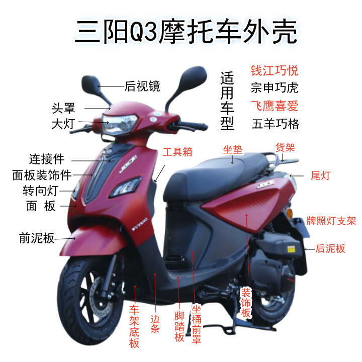 三阳Q3B外壳配件建设JOGi钱江QJ110T-8C摩托车壳板件飞鹰新喜爱