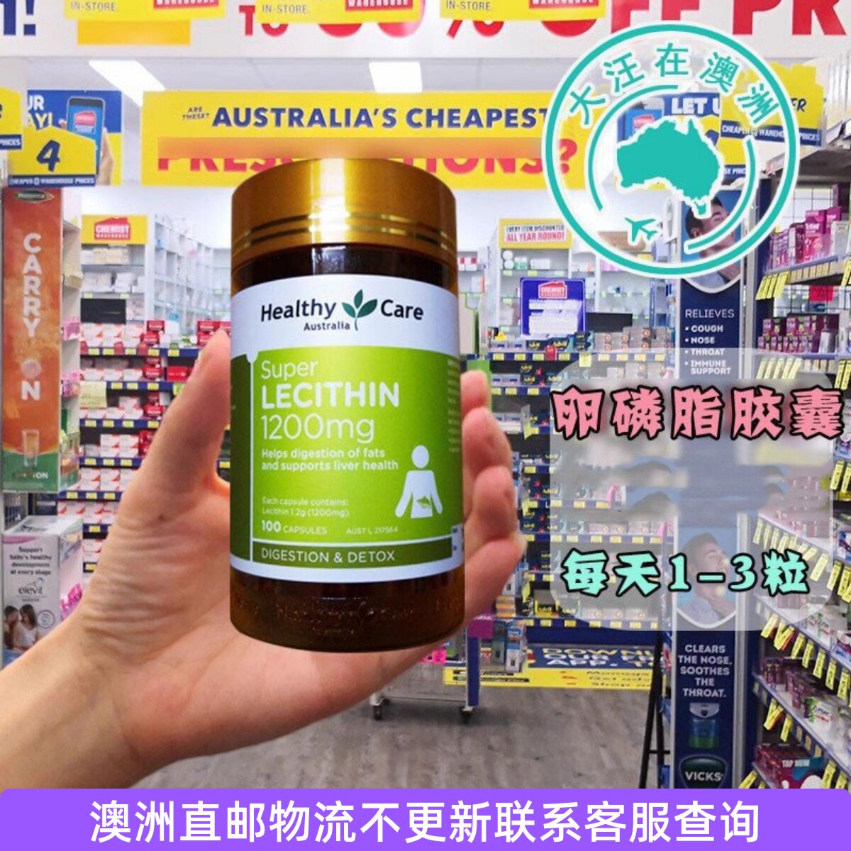 澳大利亚 Healthy Care澳世康大豆卵磷脂软胶囊1200mg 100粒HC036