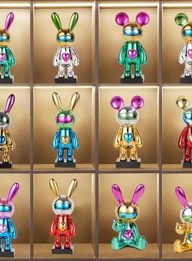 轻奢展示柜摆件电镀兔子装饰品暴力熊新款客厅装饰柜酒柜家居饰品