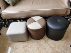 36公分高沙发PU皮全包海绵凳子客厅坐凳矮凳圆凳休闲凳换鞋凳皮凳