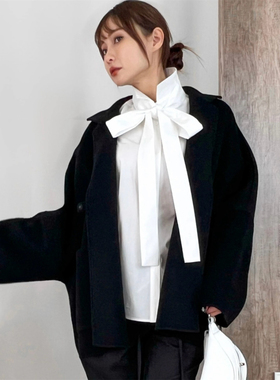 14w新款BLANC VER*T日本高端温柔优雅新西兰羊毛西装领宽松外套女
