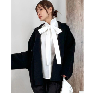14w新款BLANC VER*T日本高端温柔优雅新西兰羊毛西装领宽松外套女