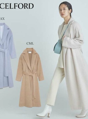4.6万日元DELF0RD羊毛与马海毛女士腰带长款温柔风毛呢外套长大衣