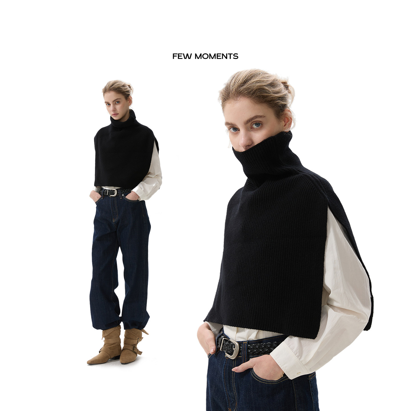 FEW MOMENTS 绵羊毛高领针织套头马甲,女装/女士精品,毛针织衫,淘宝优惠券,粉丝福利购,淘宝优惠卷