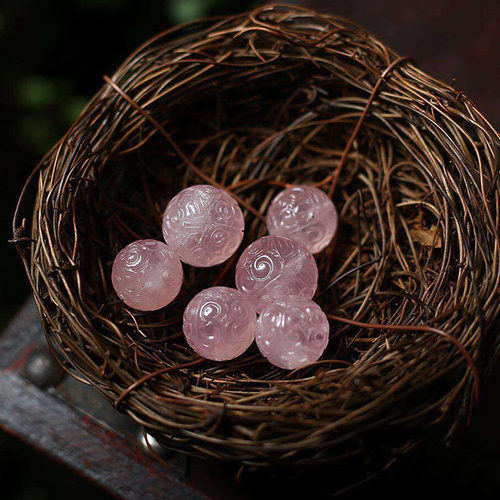 天然马粉马达加斯加单颗回纹珠