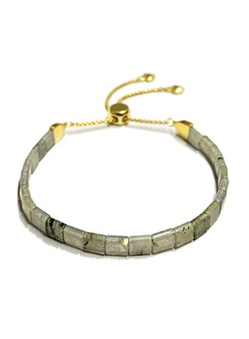 天然白闪光石小方块手链长石手环