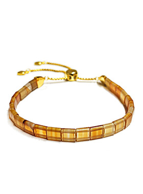 宝石手饰橙红玛瑙小方块手链高级轻奢手串高级小众设计情侣友谊