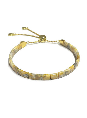 墨西哥原石小方块手链精致小巧黄纹梦幻疯狂玛瑙手环串珠油画风